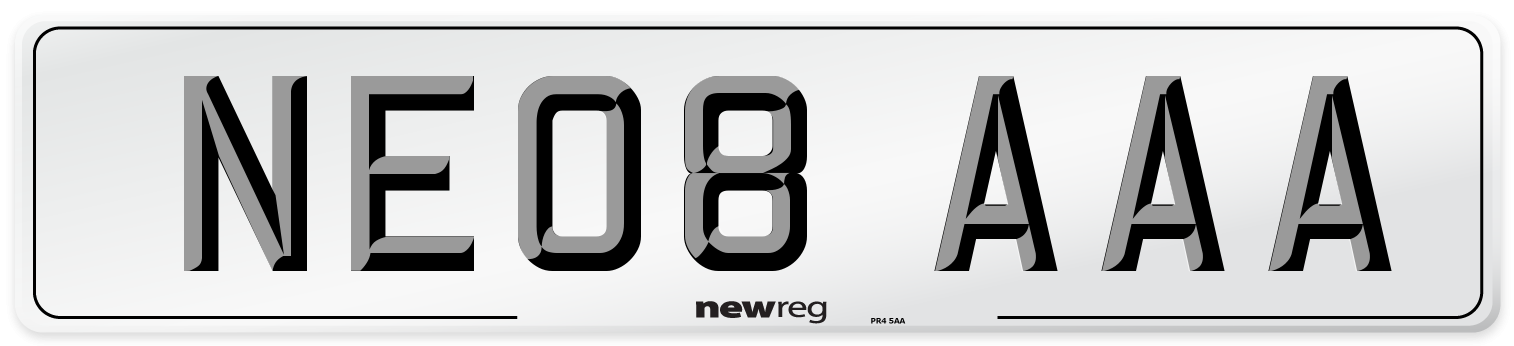 NE08 AAA Number Plate from New Reg